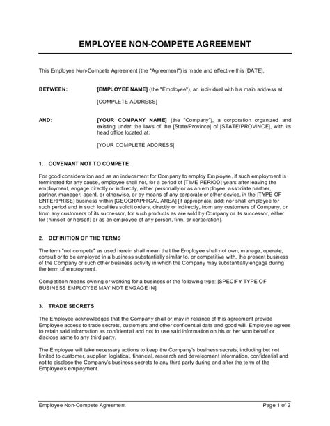 Employee Non-Compete Agreement Template | by Business-in-a-Box™ Template Free Printable, Business To Business, Word File, English Vocabulary Words Learning, Templates Printable Free, English Vocabulary Words, Template Download, Ms Word, Word Template