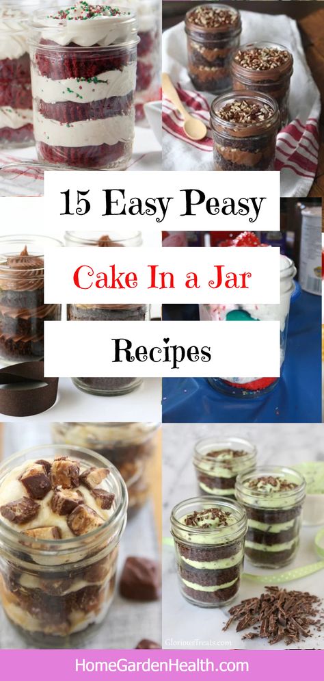 15 Easy Cake In a Jar Recipes Baking In Mason Jars Recipes, Chocolate Cake Jars Ideas, Mini Desserts In A Jar, Strawberry Cake Jar, Brownie Jars Ideas, Cake In Jars Recipe, Jar Cakes Ideas, Halloween Cake In A Jar, Jar Deserts Ideas