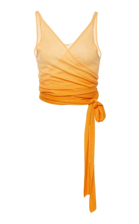 Jonathan Simkhai Ombre Cashmere Wrap Top Ombre Top, Orange Ombre, Cashmere Wrap, Jonathan Simkhai, Wrap Top, Global Fashion, Moda Operandi, 90s Fashion, Daily Fashion