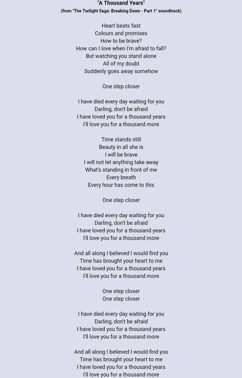 A thousand years (Christina Perri) Original Song Lyrics, Thousand Years Song Lyrics, A Thousand Years Song, Thousand Years Song, A Thousand Years Lyrics, Christina Perri A Thousand Years, A Thousand Years Christina Perri, Thousand Years Christina Perri, Thousand Years Lyrics