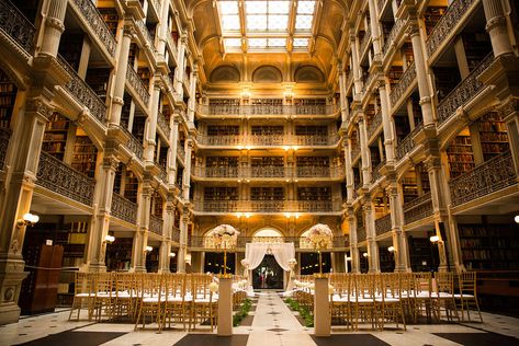 George Peabody Library, Peabody Library, Reasons To Get Married, Outdoor Backdrops, Maryland Wedding Venues, Halloween Themed Wedding, Library Wedding, Cheap Wedding Venues, Beautiful Library