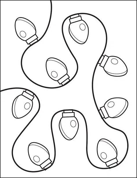 Christmas Decor Drawing Simple, Christmas Coloring Pages Bold And Easy, Christmas Lights Drawing Easy, Simple Christmas Images To Draw, Simple Drawings Christmas, Christmas Picture Drawing, Cute Mini Christmas Drawings, Christmas Easy Coloring Pages, Christmas Pictures To Draw Easy