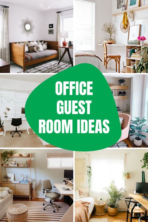 Twin Bed Office Guest Room, Guess Room Ideas Guest Bedrooms, Guest Room Office Combo Decor, Desk In Guest Bedroom, Craft Room Spare Bedroom Combo, Small Spare Room Office Combo, Bedroom To Office Conversion, Small Office Room Ideas Home, Guest Bedroom Office Combo Small Layout