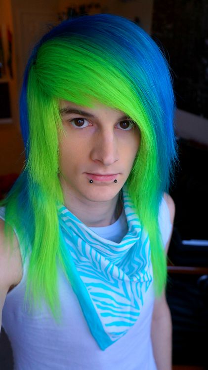 Green blue hair for men Green Hair Male, Hair Color Men, Blue And Green Hair, Mens Blue Hair, Clown Hair, Hairstyles Anime, Dyed Hair Men, Hair Male, Mens Hair Colour