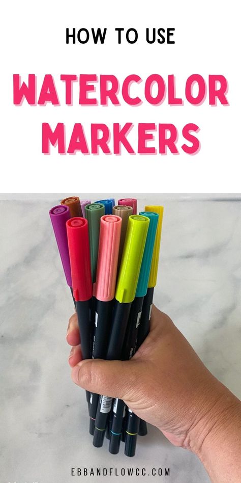 How To Use Watercolor Pens, Water Colour Markers Art, Watercolor Markers Art For Beginners, Water Color Marker Doodle, Watercolour Markers Tutorials, Watercolor With Markers, How To Use Watercolor Markers, Watercolor Pen Art For Beginners, Abstract Watercolor And Pen Art