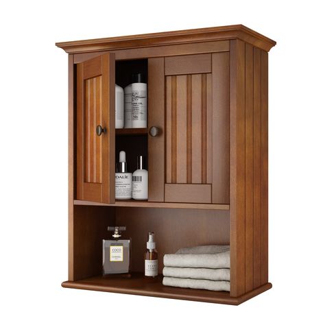 PRICES MAY VARY. 【Vintage and Classic Wall Cabinet】This bathroom cabinet has a wooden veneer which is safe to use and does not have a pungent paint smell. And its line modeling on the door and side panel adds beauty to your space. 【Multi-Purpose Wall Mount】This medicine cabinet adds instant organization and stylish touch to bathrooms, laundry rooms, kitchens, or anywhere else you need extra storage. The wall-mounted design can save floor space greatly. 【Design with Attention to Detail】The wall c Farmhouse Medicine Cabinets, Medicine Cabinet Storage, Wall Cabinet Bathroom, Rustic Medicine Cabinets, Storage With Doors, Wood Wall Cabinet, Paint Smell, Cabinet Bathroom, Rustic Cabinets