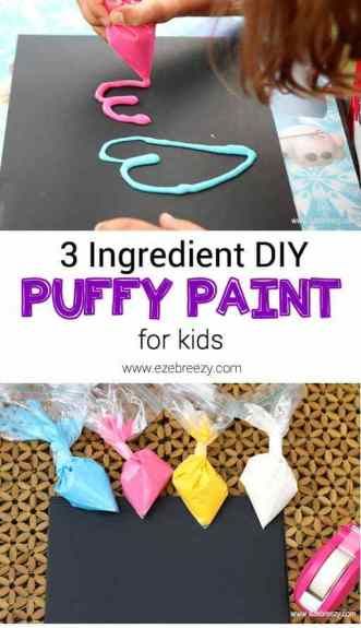 10+ Different Sidewalk Chalk and Paint Recipes Diy Puffy Paint, Paint For Kids, Paint Recipe, Homemade Paint, Silly Putty, Puffy Paint, Crafting Supplies, Childrens Crafts, 3 Ingredient