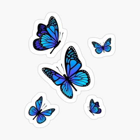 Dark Blue Stickers Aesthetic, Ideas Para Decorar Tu Funda Transparente, Blue Butterflies Aesthetic, Aesthetic Stickers Blue, Butterfly Stickers Aesthetic, Dark Blue Stickers, Butterflies Aesthetic, Sticker Aesthetic, Preppy Stickers