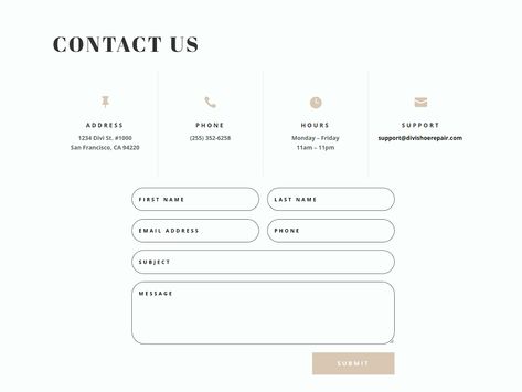 The contact form is an important element to include on your website if you want to capture emails and convert your visitors into customers. The Divi Contact Form Module can be easily customized to create attractive and captivating contact forms for all types of websites. The module comes with two width options that can be applied to each field in the form: inline or full-width. Contact Forms Web Design, Online Form Design, Google Form Header Design, Contact Form Design Website, Contact Form Web Design, Contact Information Design, Website Form Design, Form Design Layout, Contact Form Design
