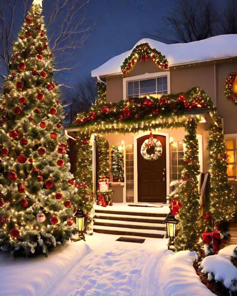 The Magical Holidays of Christmas & Winter ⛄️❄️🎄🎅🏻 | I absolutely love this Classy Outdoor Christmas Lights, Wallpaper Natal, Hanging Christmas Lights, Christmas Dreaming, Christmas Scenery, Christmas Themes Decorations, Christmas Decorations Diy Outdoor, Married Christmas, Christmas Feeling