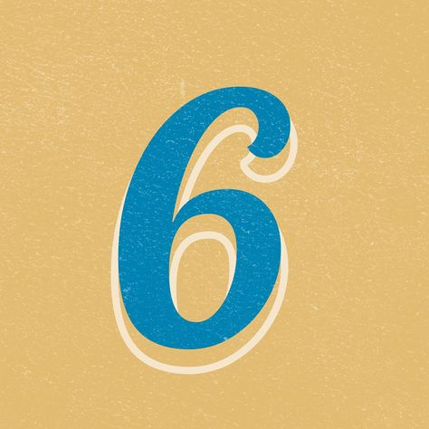 Number 6 Design Fonts, 6 Number Design, Fonts 70s, 70s Lettering, 123 Numbers, Calligraphy Birthday, 70s Font, Number Font, Numbers Typography