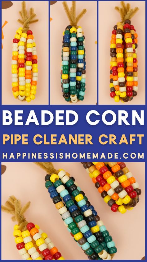 Harvest Classroom Party, Corn Maze Bulletin Board, Thanksgiving Crafts Adults, Fall Food Crafts, Beaded Indian Corn, Harvest Crafts For Kids, Beaded Corn, Preschool Harvest, Harvest Festival Crafts