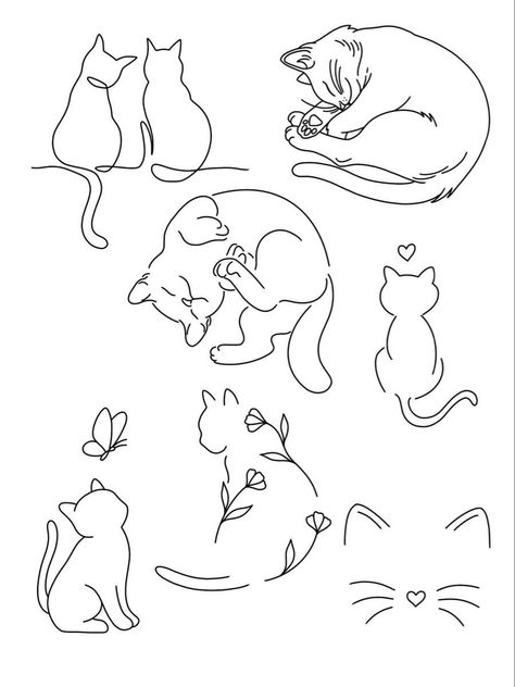 Cute Cat Doodles, Cat Outline Tattoo, Tattoo Gato, 블로그 디자인, Cat Tattoo Simple, Kitty Tattoo, Cat Tattoo Small, Cat Tattoo Designs, Cute Little Tattoos