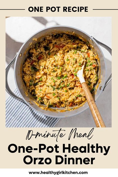 One Pot Orzo Recipes Vegan, Instapot Orzo, Orzo Vegetarian Recipes, Healthy Orzo, Veggie Orzo, Orzo Dinner, 10 Minute Dinner, Gluten Free Orzo, One Pot Orzo