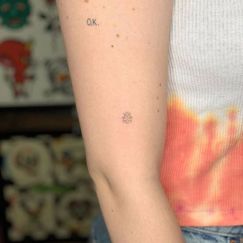 Mini Ladybug Tattoo, Little Ladybug Tattoo, Independent Tattoo Ideas, Little Bug Tattoo, Cute Ladybug Tattoo, Dainty Ladybug Tattoo, Small Ladybug Tattoo, Tattoo Ladybug, Ladybug Tattoo Ideas