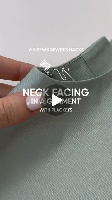 Neck Facing Sewing, Sewing A Neckline, How To Finish Neckline Sewing, Sewing Necklines Tutorials, Sewing Necklines, How To Sew A Top, Placket Tutorial, Sewing Top, Make Do And Mend