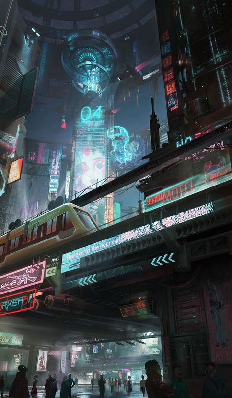 Rundown Cyberpunk, Cyberpunk Apocalypse, Tatsuyuki Tanaka, Ville Cyberpunk, Scifi City, Cyberpunk 2020, Sci Fi Landscape, Sci Fi City, City At Night