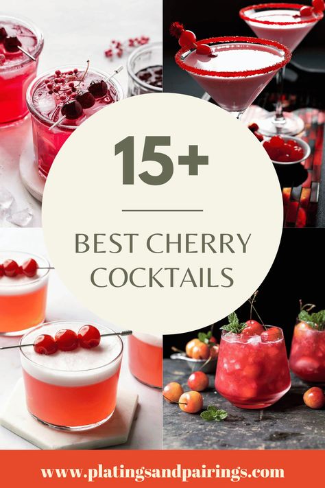 Wondering what the best cherry cocktails are? From a cherry moscow mule, to this cherry bourbon smash, and more. There are so many delicious drinks to choose from. Cherry Pie Cocktail, Cocktails With Cherries, Cherry Moscow Mule, Cherry Bourbon Smash, Cherry Vodka Drinks, Bourbon Sour Recipe, Cherry Cocktail Recipes, Tom Lake, Cherry Cocktails