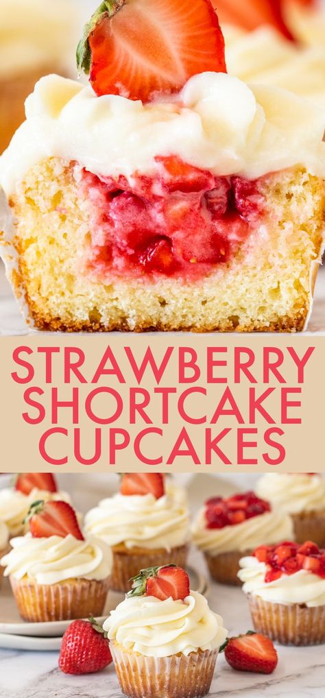 Strawberry Crumb Cupcakes, Strawberry Shortcake Buttercream, Easy Strawberry Shortcake Cupcakes, Strawberry Shortcake Muffin Recipe, Strawberry Desserts Cupcakes, Strawberry Shortcake Cupcakes With Cake Mix Boxes, Vanilla Strawberry Cupcakes, Strawberry Shortcake Cupcakes Recipe, Strawberry Cream Cheese Cupcakes