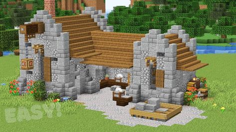 Cool Minecraft Creations, Minecraft House Designs, Cool Minecraft, Minecraft Architecture, Minecraft Building, Minecraft Creations, Minecraft Designs, Village Houses, Stone House