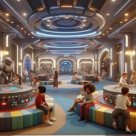 Futuristic Mall, Futuristic Classroom, Ville Cyberpunk, Disney World Wedding, Sci Fi Landscape, Starship Concept, Furniture Design Wooden, Cottage Interior, Cyberpunk Aesthetic