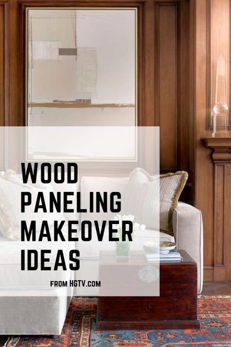 This dated design trend is an undesirable home quality, but don't fret. Here are five ideas on how to transform your outdated wood-paneled walls into a stunning design element. Outdated Wood Panel Walls, Designing Around Wood Paneling, Covering Up Paneling Walls, Decorating Wood Panel Walls Living Room, Brown Panelling Walls, Wood Panelling Walls Makeover, Wood Stained Wainscoting, Modernize Paneled Walls, Painting Paneling Ideas