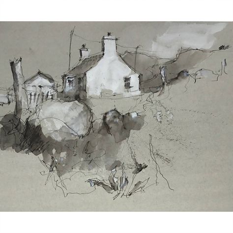 Pen and ink by derekjones on DeviantArt Ink Pen Art, White Gouache, Abstract Art Images, Pen And Wash, Landscape Sketch, Drawing Journal, Architecture Drawing Art, Pen Sketch, Landscape Drawings