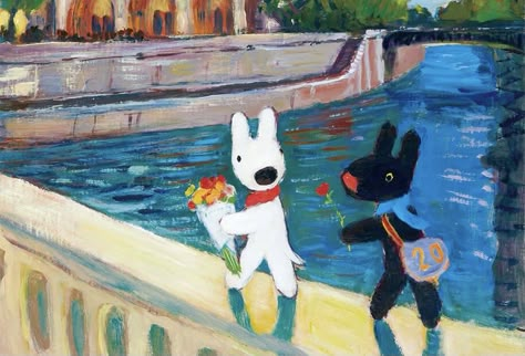 Gaspard And Lisa, Gaspard Et Lisa, Two Dogs, Stuffed Animals, Dogs, Water, Flowers, Animals