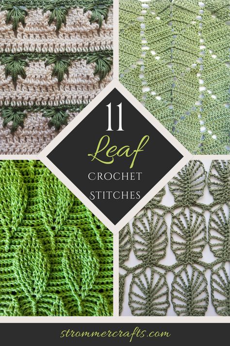 Looking for a way to crochet leaves into your next project? Check out this curated list of 11 Leaf Crochet Stitches! Crochet Leaf Lace Pattern, Crochet Intricate Patterns, Crochet Leaves Blanket Free Pattern, Falling Leaves Crochet Stitch, Leafy Crochet Pattern, Crochet Blanket Leaves, Leaf Crochet Pattern Free Blanket, Crochet Leaf Scarf Free Pattern, Falling Leaves Crochet Pattern