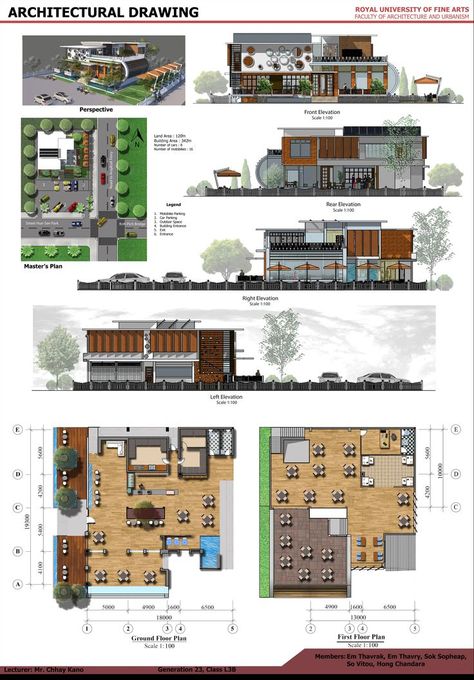 Coffee Shop Plans Architecture, Restaurant Concept Ideas Architecture, Cafe Design Exterior Architecture, Coffee Shop Plan Layout, Cafe Architecture Exterior, Foodcourt Design Outdoor, Restaurant Plan Architecture, Coffee Shop Layout, Coffee Building