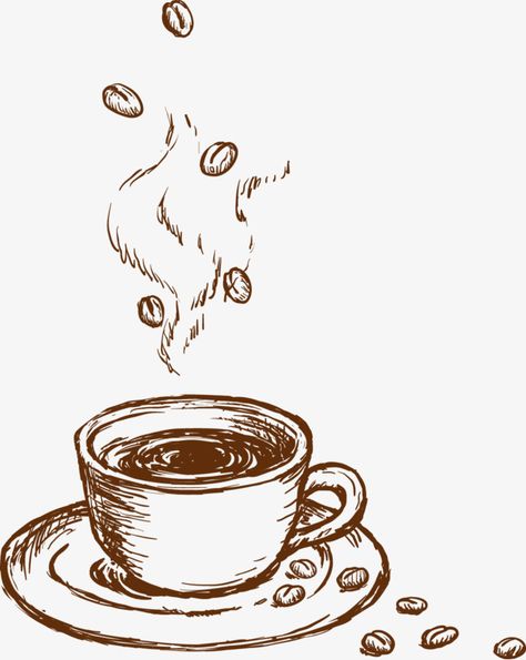 Coffee Cup Sketch, Cup Sketch, Coffee Sketch, Coffee Png, Decorative Pattern, Sketch, Hand Painted, Coffee