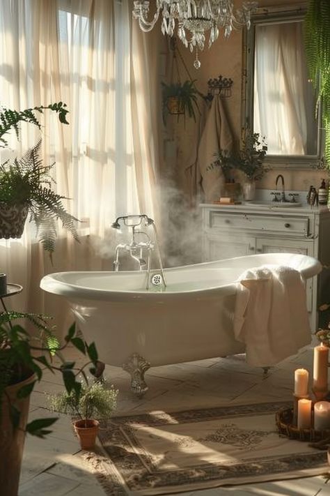 Transform Your Morning: Luxurious Bathtub Oasis with Vintage Charm Bathroom Moodboard, Luxurious Bathtubs, Beautiful Bathtubs, Bath Aesthetic, Vintage Bathtub, Dream Bathrooms, Great Life, Clawfoot Bathtub, Aesthetic Vintage