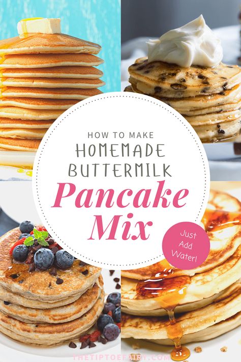 Pancake Mix Recipe No Egg, Just Add Water Pancake Mix Recipe, Easy Pancake Mix Recipe, Pancake Mix Just Add Water, Pancakes No Eggs, Diy Pancake Mix, Homemade Pancake Mix Recipe, Buttermilk Pancakes Easy, Easy Pancake Mix