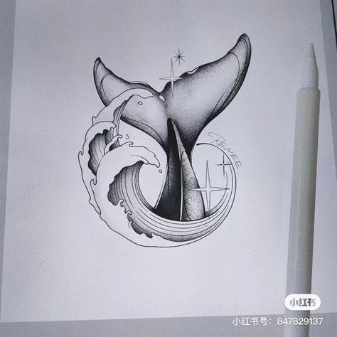 Whale Tail Tattoo, Killer Whale Tattoo, Ocean Sleeve Tattoos, Beachy Tattoos, Geometric Shapes Drawing, Cuff Tattoo, Dolphins Tattoo, Pen Art Work, Whale Tattoos