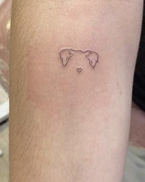 Small Tattoo Ideas For Dogs, Tato Dog Small Tattoos, Doggy Tattoos Small Ideas, Dog Tattoo On Arm, Tattoo Ideas Female Meaningful Dog, Dog Tattoos Aesthetic, Tattoos For A Dog, Maltese Outline Tattoo, Shih Tzu Ears Tattoo