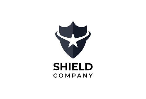 Shield logo design inspiration with star... | Premium Vector #Freepik #vector #logo Shield Illustration, Shield Logo Design, Imperial Logo, Logo Shield, Cloud Logo, Rockets Logo, Army Logo, Shield Icon, Hero Logo