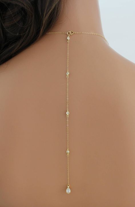 Gold Necklace Delicate, Bridal Jewelry Gold, Bridal Backdrop, Ashley Green, Bridal Backdrops, Bridal Backdrop Necklace, Jewelry Gold Necklace, Backdrop Necklace, Prom Necklaces