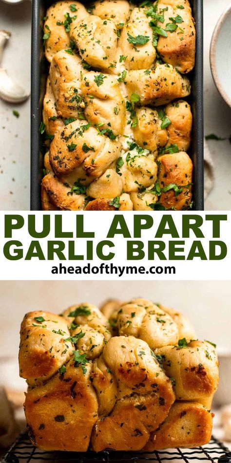 Garlic Tear And Share Bread, Sourdough Discard Pull Apart Garlic, Monkey Bread Garlic Pull Apart, Garlic Knot Monkey Bread, Homemade Garlic Pull Apart Bread, Garlic Bread Bundt Pan, Garlic Bread With Frozen Rolls, Garlic Bread Topping Ideas, Sourdough Discard Recipes Pull Apart Bread