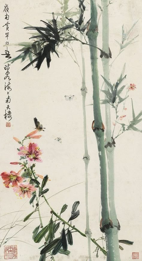 Bamboo Flower, Chinese Art Painting, Japanese Art Prints, Japon Illustration, Tableau Art, Art Japonais, Cool Wallpapers Art, Japanese Painting, Painting Wallpaper