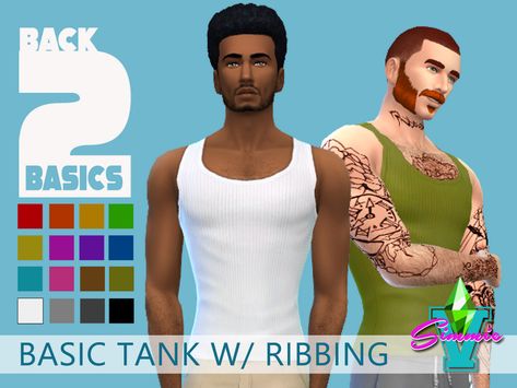 Sims 4 — SimmieV B2B Ribbed Tank by SimmieV — A ribbed A-line tank top in traditional ribbed fabric for that classic Sims 4 Cc Tank Top Male, Sims 4 Tank Top Cc, Sims 4 Cc Tank Top, Sims 4 Tank Top, Sims 4 Men Clothing, Sims 4 Cc Hair, Sims 4 Male Clothes, Tight Tank Top, Boys Tank Tops