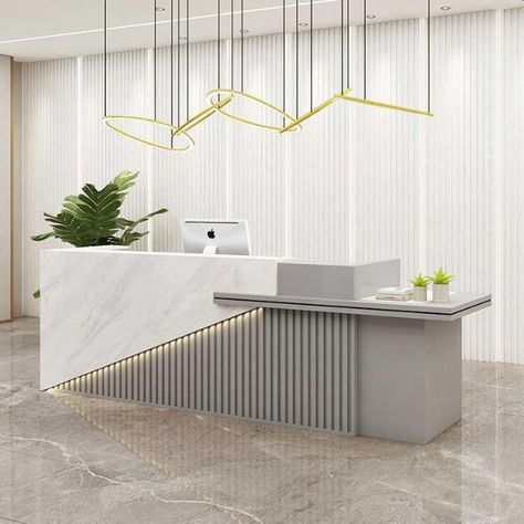 Reception Desk Lighting Design, Reception Desk Clinic, Spa Reception Area Design, Medical Office Front Desk Design, Corporate Office Reception Area Design, Reseption Zone Design Modern, Modern Reception Table Design, Reseption Zone Design, Office Reception Ideas