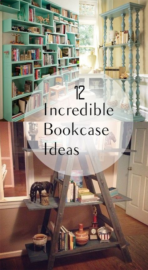 12 Incredible Bookcase Ideas (1) Cool Bookcase Ideas, Homemade Bookshelf Ideas, Back Of Bookcase Ideas, Home Made Book Shelves, Unique Library Ideas, Unique Diy Bookshelves, Inexpensive Bookshelf Ideas, Bookstore Ideas Creative, Diy Home Shelves