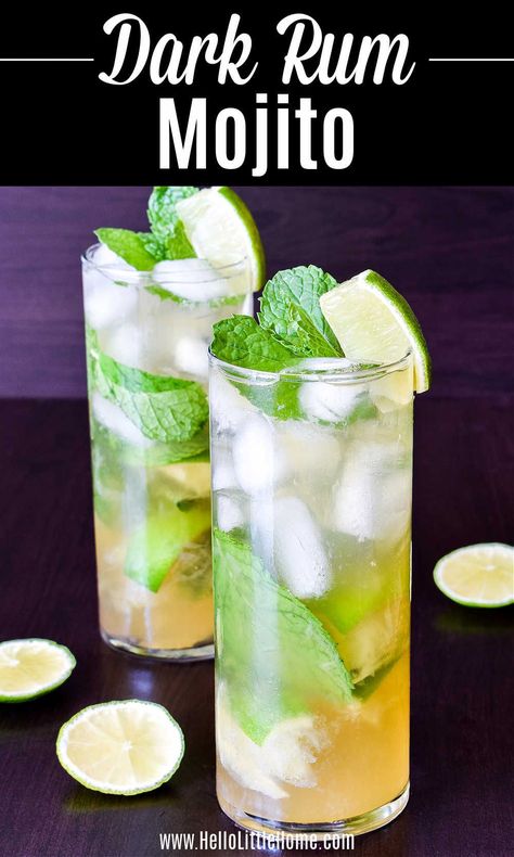 Spiced Rum Mojito, Rum Mojito Recipe, Dark Rum Drinks, Dark Rum Cocktails, Mojito Drink, Classic Mojito, Gold Rum, Rum Cocktail Recipes, Rum Recipes