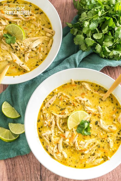 Thai Coconut Soup is full of sweet coconut, tangy lime and tender chicken. You'll love the bursts of sweet and savory flavor in this unique soup. #coconut #lime #chicken #soup #coconutlime #chickenrecipe #chickensoup #coconutsoup #rice Coconut Rice Soup, Chicken Coconut Milk Soup, Thai Coconut Curry Chicken Soup Easy Recipes, Browns Social House Thai Chicken Soup, Coconut Cream Soup, Thai Chicken Coconut Soup, Thai Chicken And Rice Soup, Curry Soup Recipes Coconut, Thai Chicken Soup Recipes