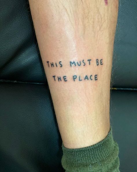 This Must Be The Place Tattoo Talking Heads, Talking Heads Tattoo, The Smiths Tattoo, Odd Tattoos, Tats Ideas, Tattoos Inspo, Handpoke Tattoo, David Byrne, Cute Tiny Tattoos