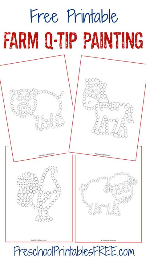 Farm Activities Preschool Printables, Farm Free Printables Preschool, Farm Preschool Fine Motor Activities, Farm Theme Lesson Plans Preschool, Farm Theme Letter Activities, Pig Activities For Preschool Farm Unit, A Tip Painting, Farm Preschool Printables, Farm Preschool Centers