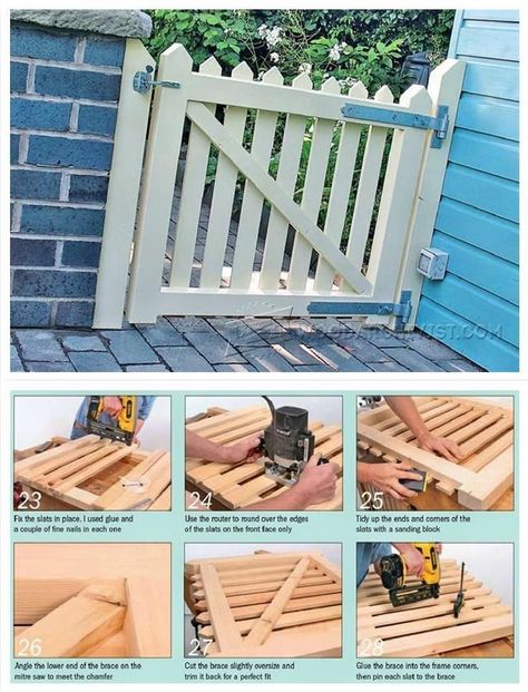 Small Wooden Gates Ideas, Garden Gate Plans, Diy Garden Gates Ideas, Diy Wooden Gate, Wooden Gate Plans, Wood Gate Diy, Diy Gates, Garden Gates Wooden, Wooden Fence Design