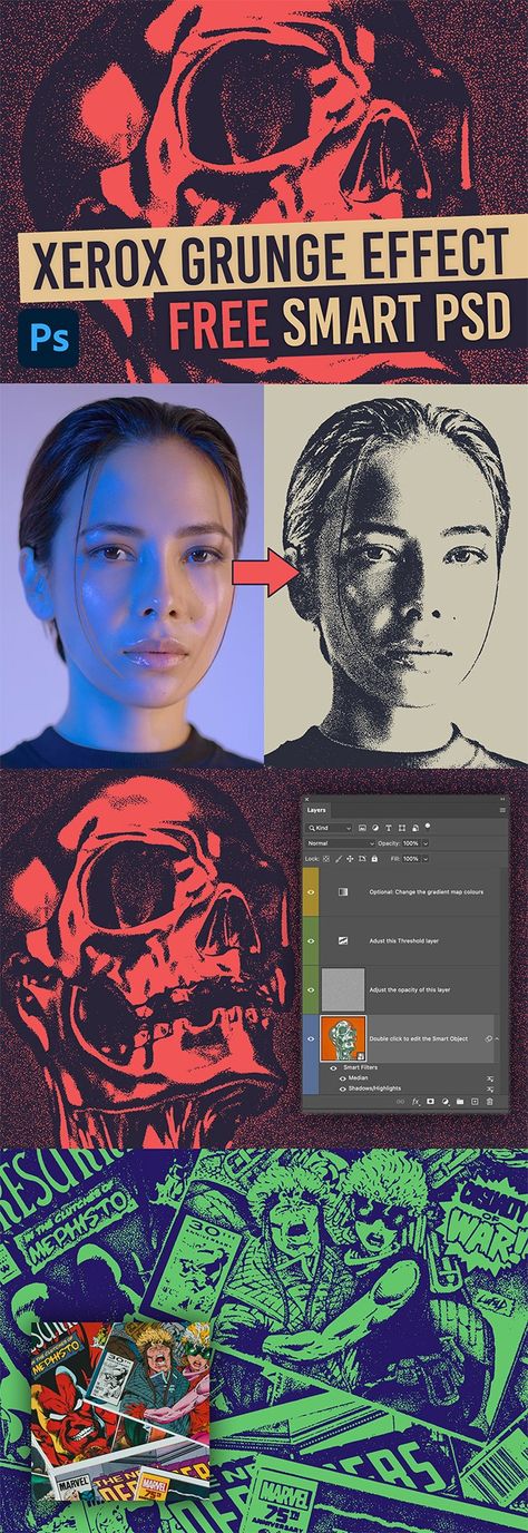 Free Xerox Grunge Smart PSD Photoshop Tutorial Typography, Photoshop Tutorial Photo Editing, Graphic Design Tutorials Learning, Photoshop Design Ideas, Desain Editorial, Photoshop Tutorial Design, Photo Editing Tutorial, Graphic Design Photoshop, Learning Graphic Design