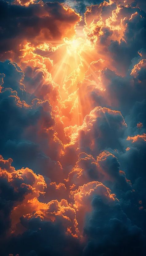 The image is of a beautiful sunset. The sky is filled with clouds that are lit up by the setting sun ->> more details in ai-img-gen.com Sun In The Sky Painting, Sun Through Clouds Painting, Bright Sun Aesthetic, Sun And Clouds Painting, Sunburst Aesthetic, Colorful Clouds Painting, Beautiful Sky Painting, Sun Set Aesthetic, Colorful Sky Painting