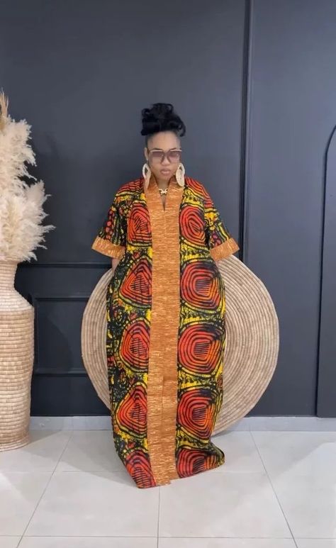 Ankara Long Maxi Gown Styles, Long Ankara Bubu Gown Styles 2024, Long Dress Ankara Styles, Casual Nigerian Outfits, Nigerian Dress Designs, Danshiki Style For Female, Nigeria Bubu Gown Styles, Ankara Dress Styles Bubu, Big Gowns For Women